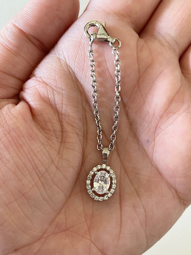 Oval Solitaire Silver Watch Charms