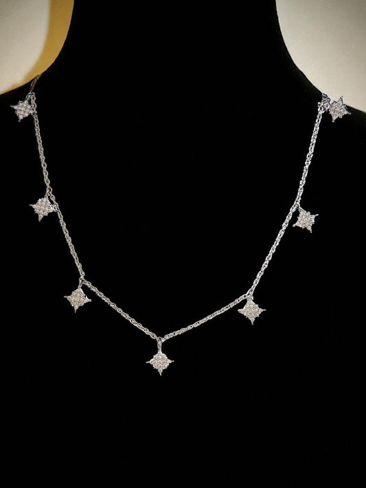 Sparkle Charm Sterling Silver Chain Necklace