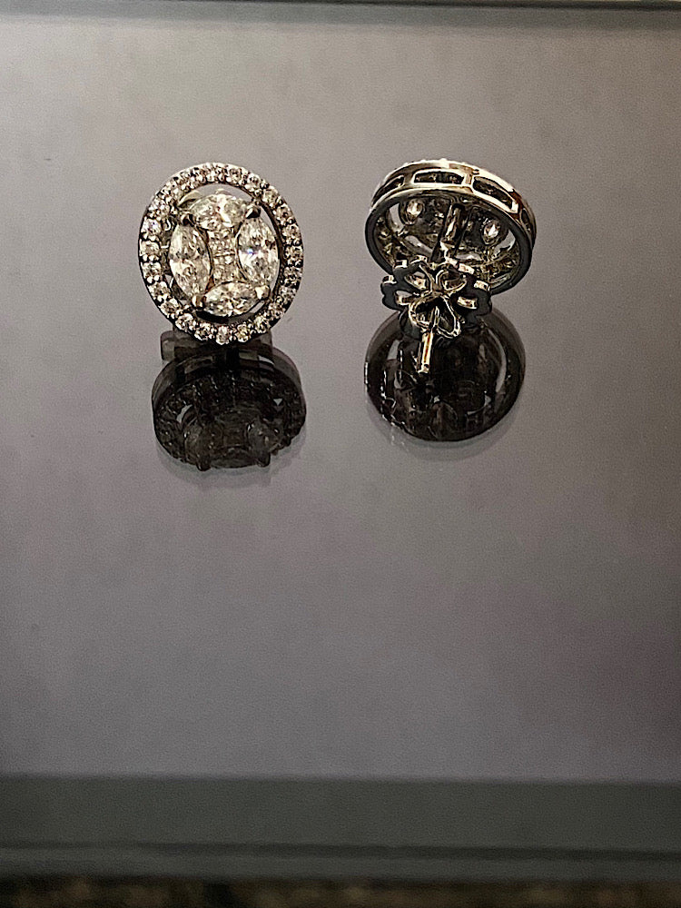 Silver Solitaire Oval Studs
