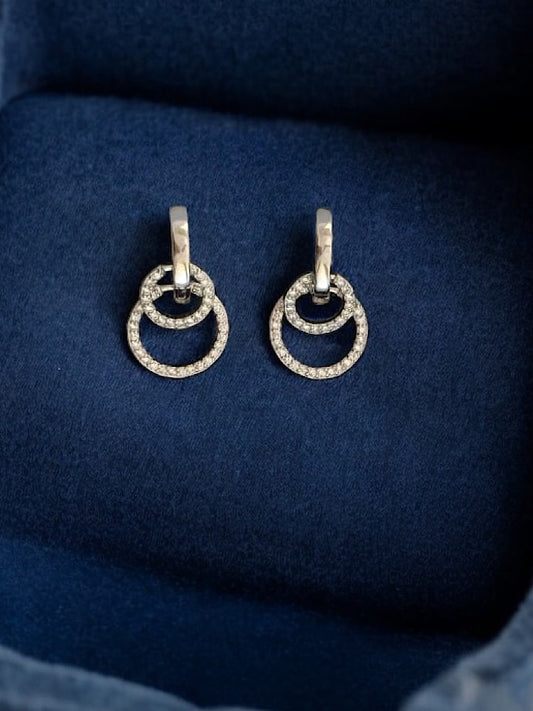 Double Circle Sterling Silver Hoop Earrings