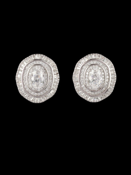 White Studs Silver Earring