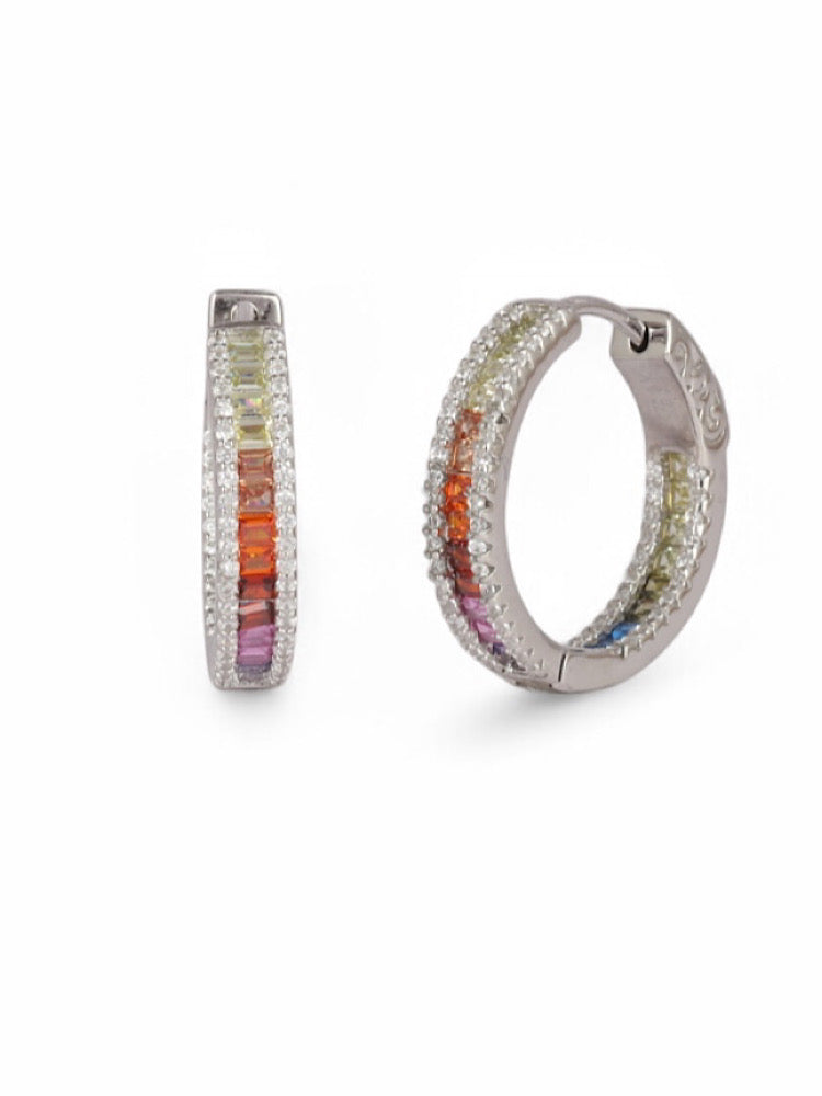 Round Colourful Sterling Silver Hoops Earrings