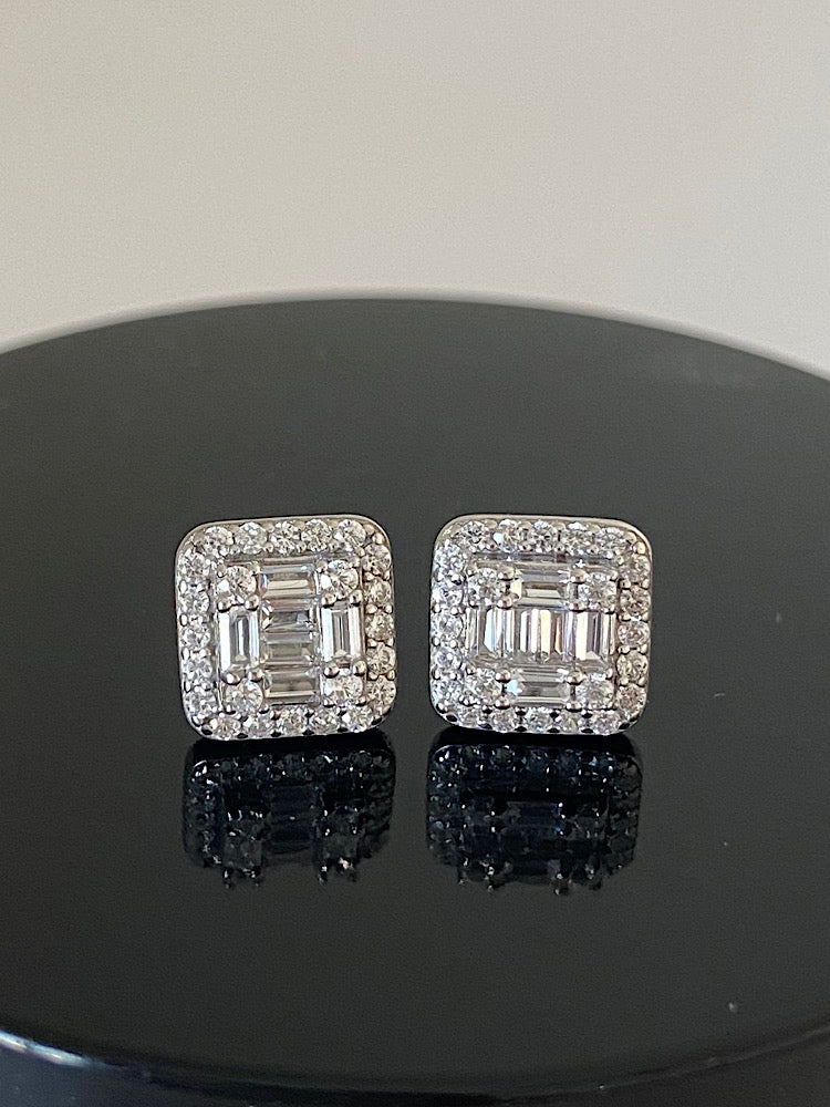 White Sterling Silver Studs Earrings