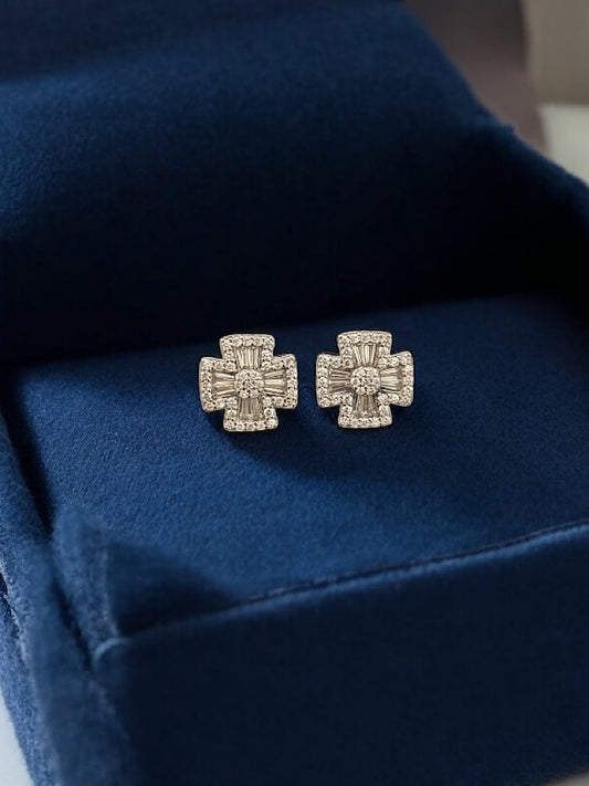 Clover Design Sterling Silver Studs