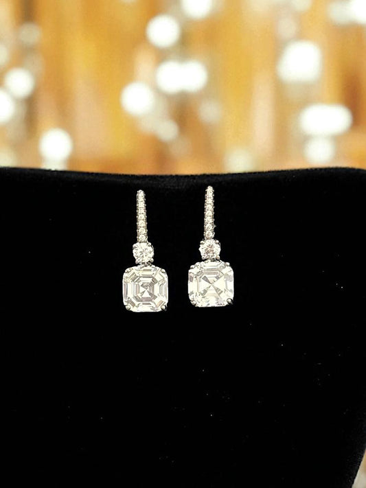 White Stone Earrings Sterling Silver Earrings