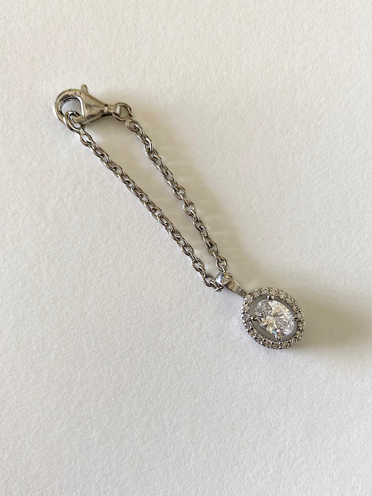 Oval Solitaire Silver Watch Charms