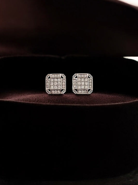 Silver Design Solitaire Studs