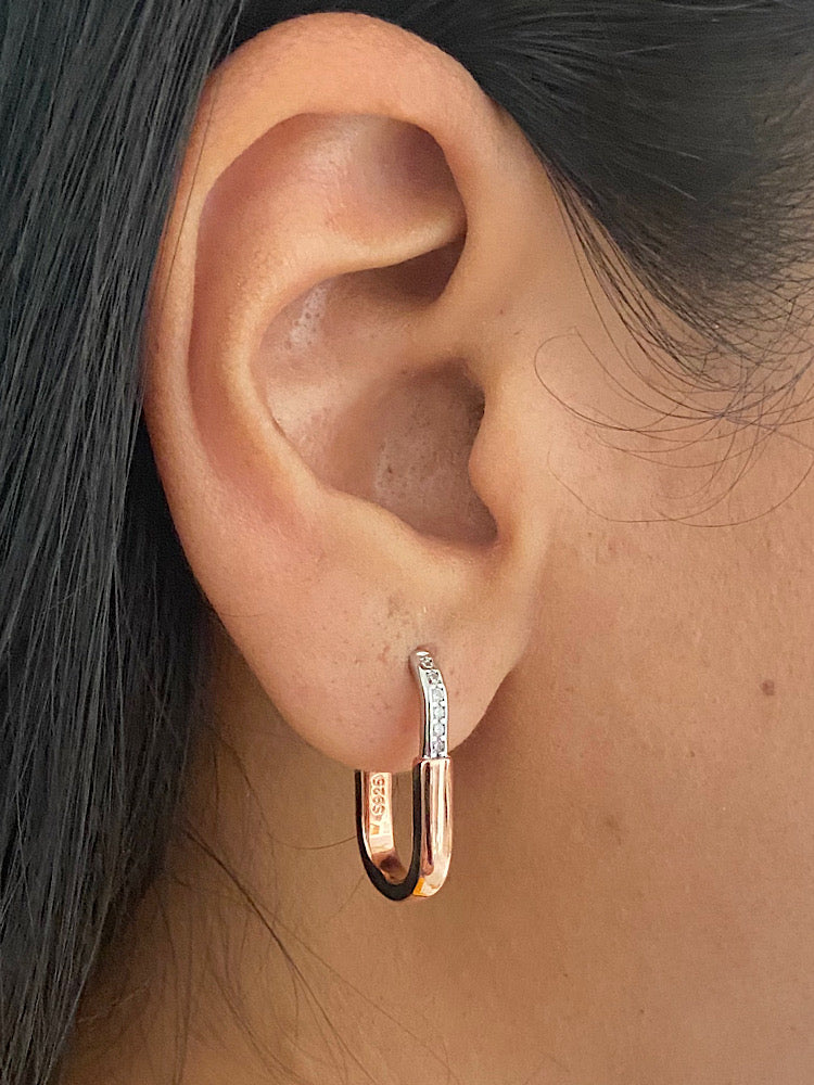 Dual Tone Sterling Silver Hoops Earrings