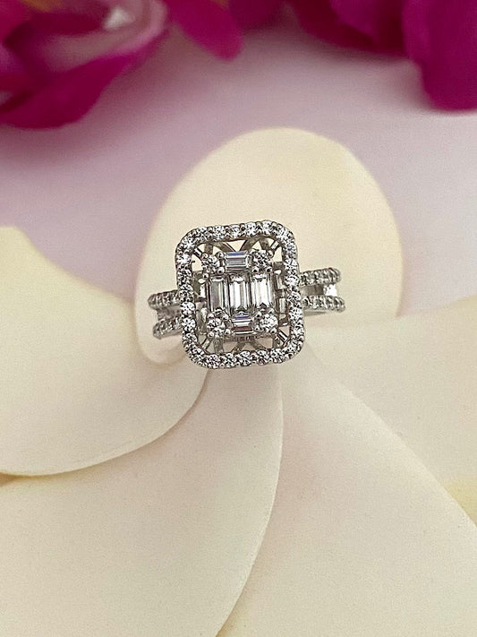 Designer Emerald Silver Ring