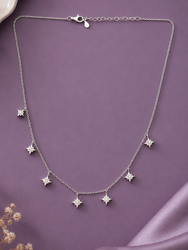 Sparkle Charm Sterling Silver Chain Necklace