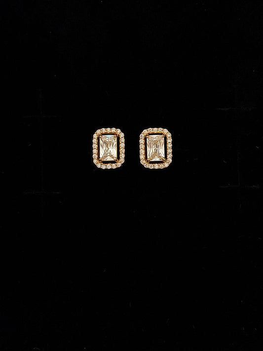 Gold Plated Sterling Silver Emerald Solitaire Studs With Screw Back