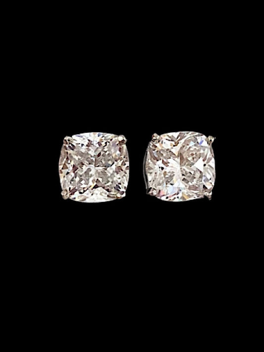 2ct Solitaire Sterling Silver Studs