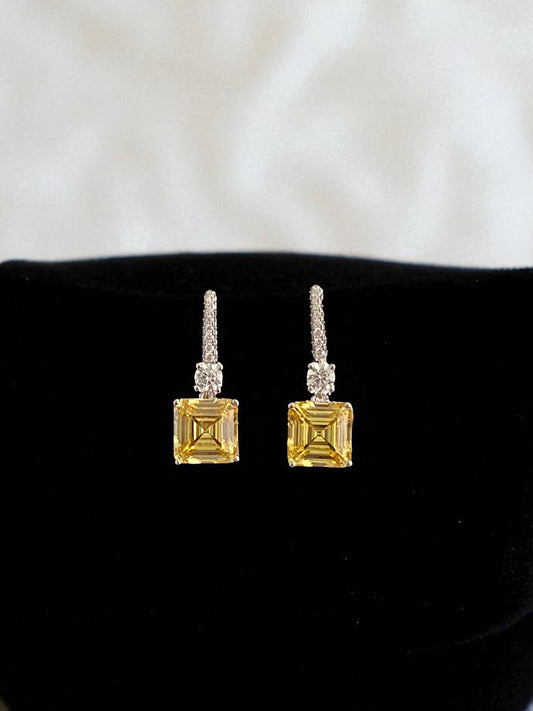Yellow Stone Earrings Sterling Silver Earrings