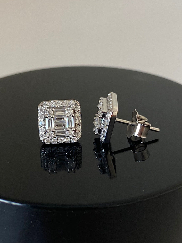 White Sterling Silver Studs Earrings