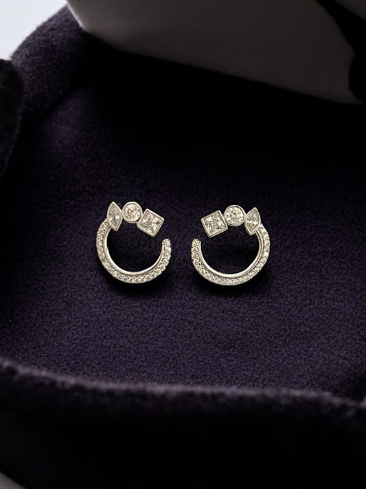 Semi Design Sterling Silver Studs