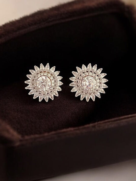 Sterling Silver Design Solitaire Studs