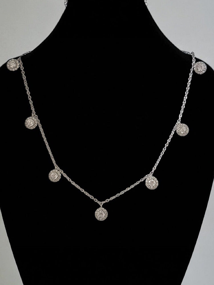 Solitaire Charm Sterling Silver Chain Necklace