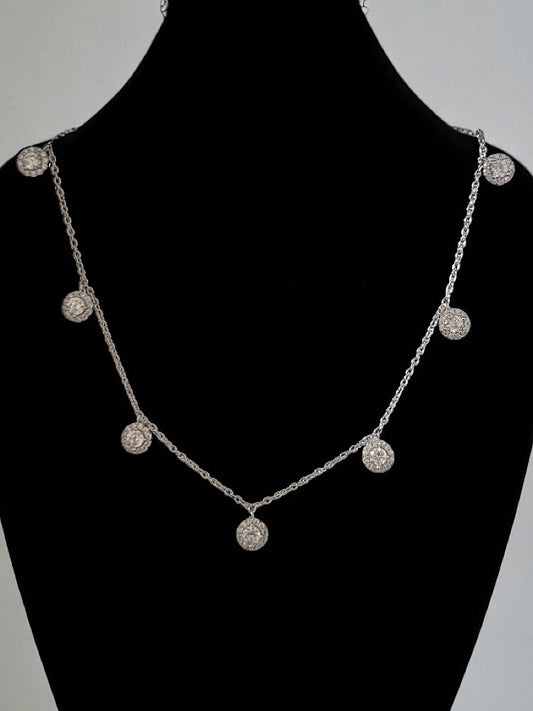 Solitaire Charm Sterling Silver Chain Necklace
