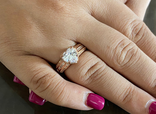 Rosegold Heart Solitaire Ring