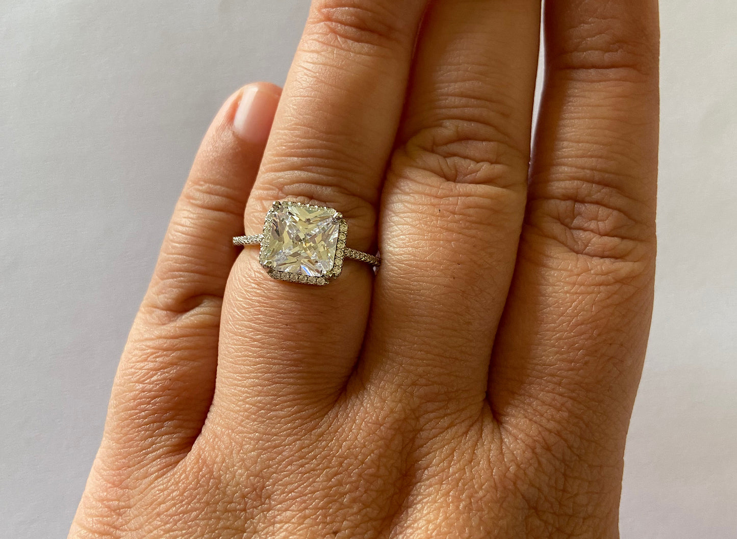 Silver Princess Cut Solitaire Ring