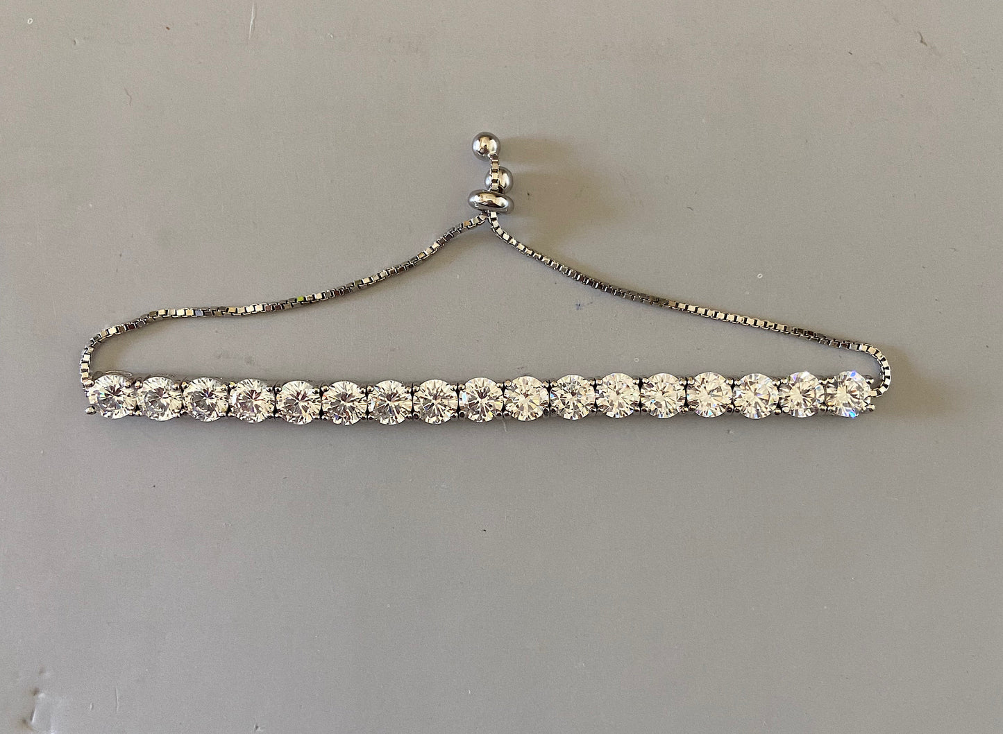 Silver Solitaire Adjustable Bracelet