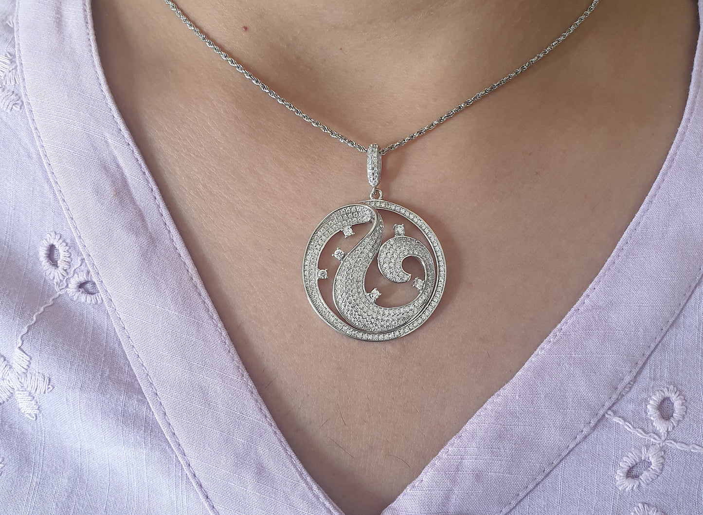 Designer Round Silver Pendant