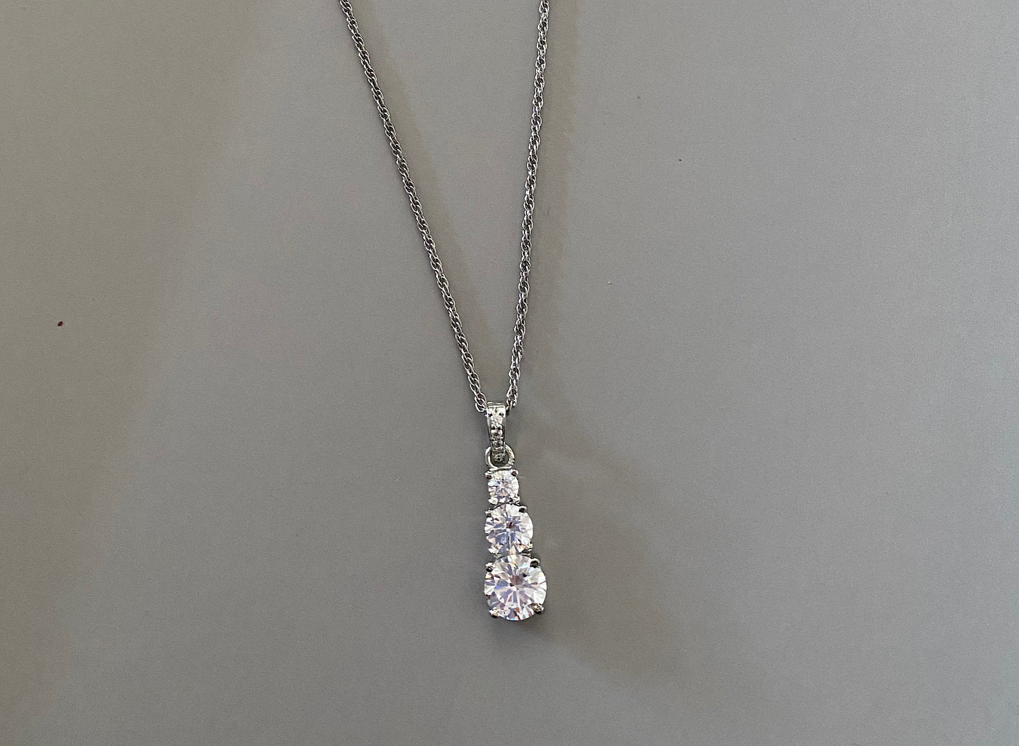 Silver Three Solitaire Pendant