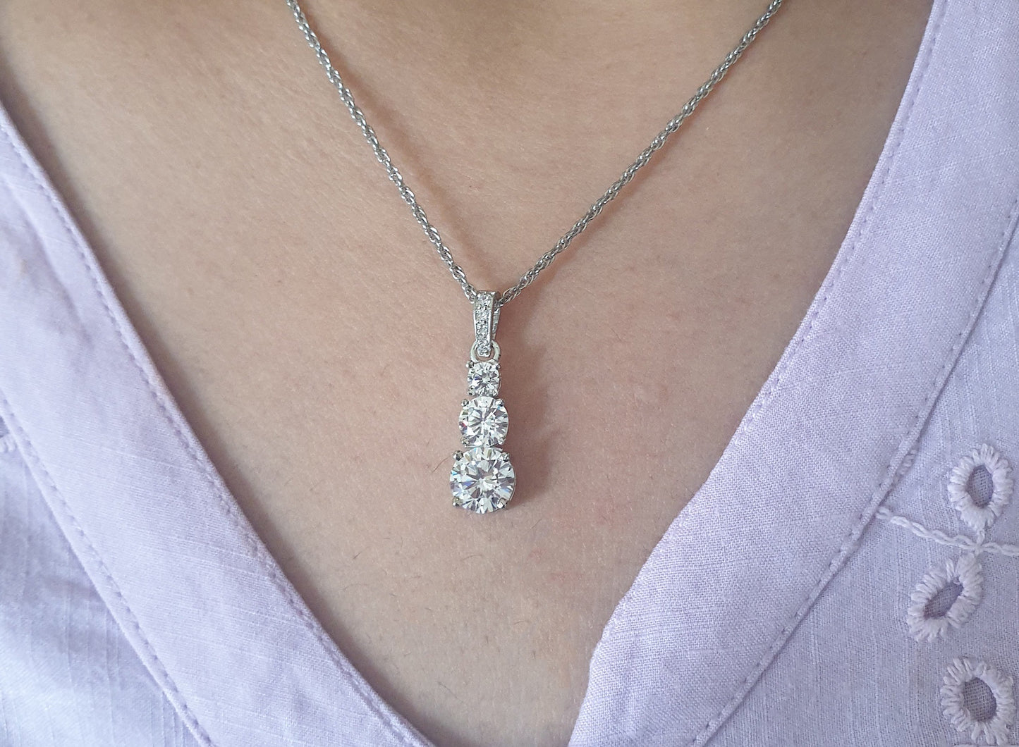 Silver Three Solitaire Pendant