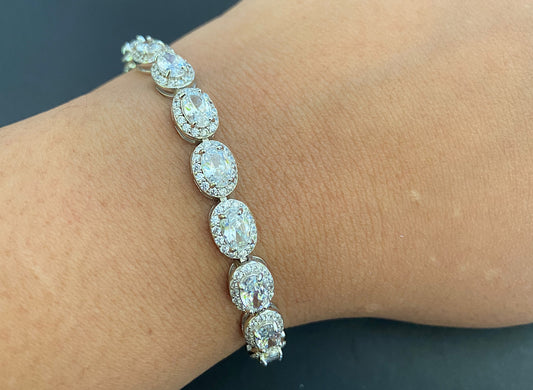 Silver Oval Solitaire Tennis Bracelet