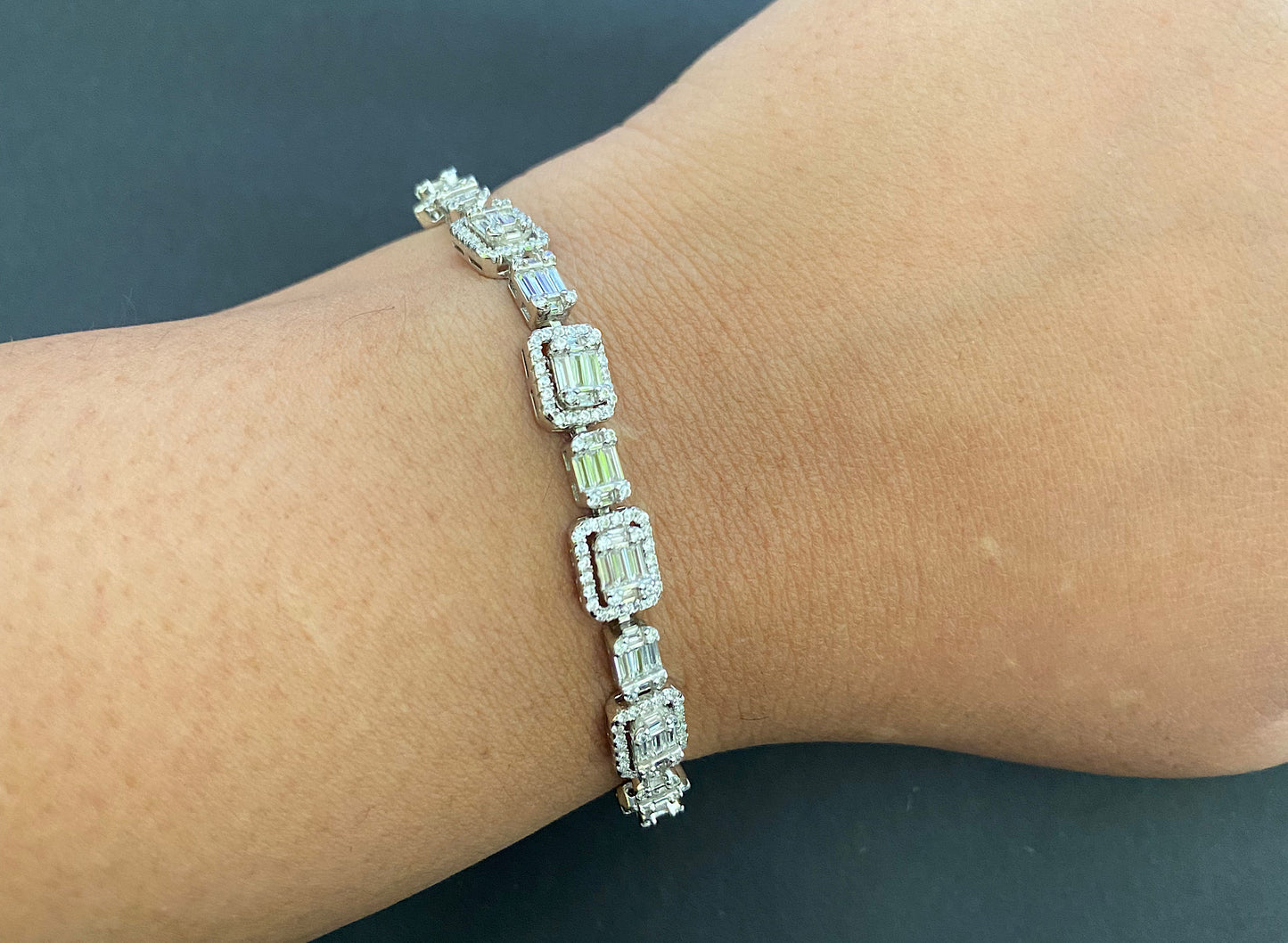 Silver Emerald Solitaire Tennis Bracelet
